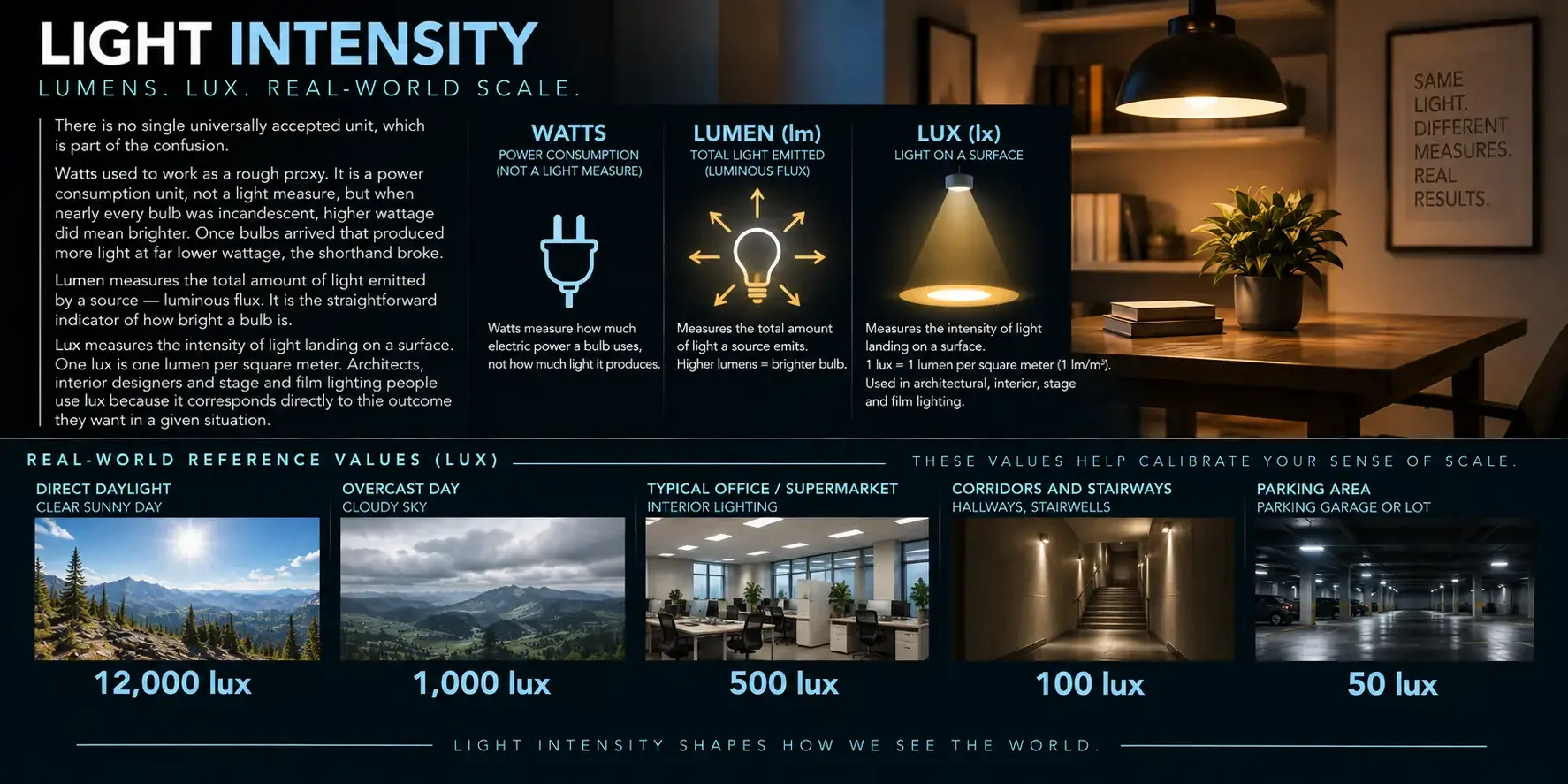 Light intensity: lumens and lux